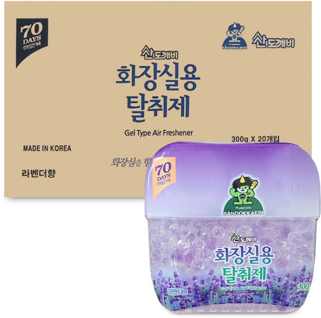 산도깨비 화장실용 탈취제 라벤더향, 300g, 30개
