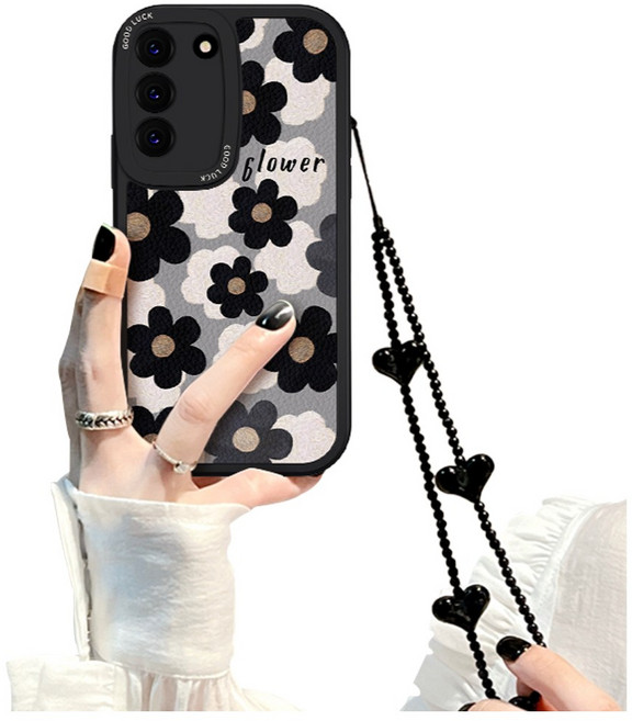 럭스폰 갤럭시 플라워 지문 방지 하트 스트랩 명품 케이스