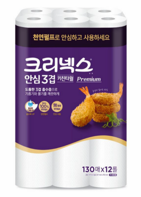 크리넥스 안심 3겹 키친타올 130매, 12개입, 1개
