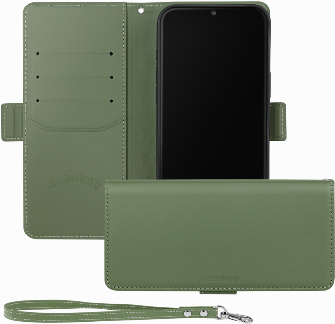 아칸크 삼성 갤럭시 A34 5G/SM-A346N 지갑형 가죽 카드수납 다이어리 휴대폰리 케이스+핸드 스트랩 세트