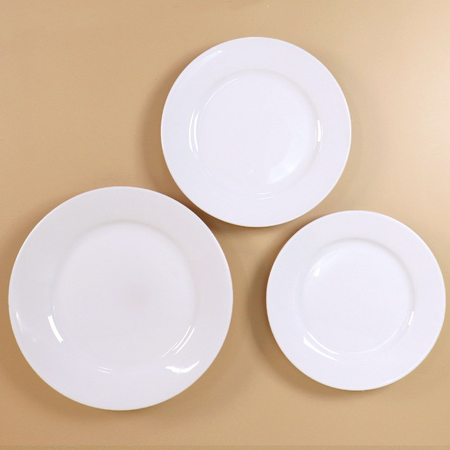 화이트 플레이팅 도자기 접시 베이직 3종, 1호 (XCHW007), 1개, 1호 19cm (XCHW007)
