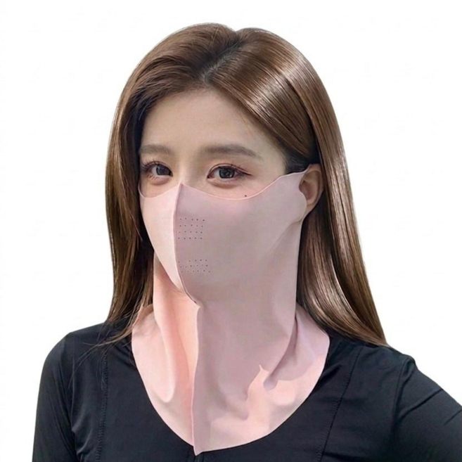 [KC인증] 숨쉬기 편한 자외선 차단 쿨링 마스크 골프 운전 등산 기미 차단 햇빛 가리개 2종 세트, 2개, 블랙+블랙