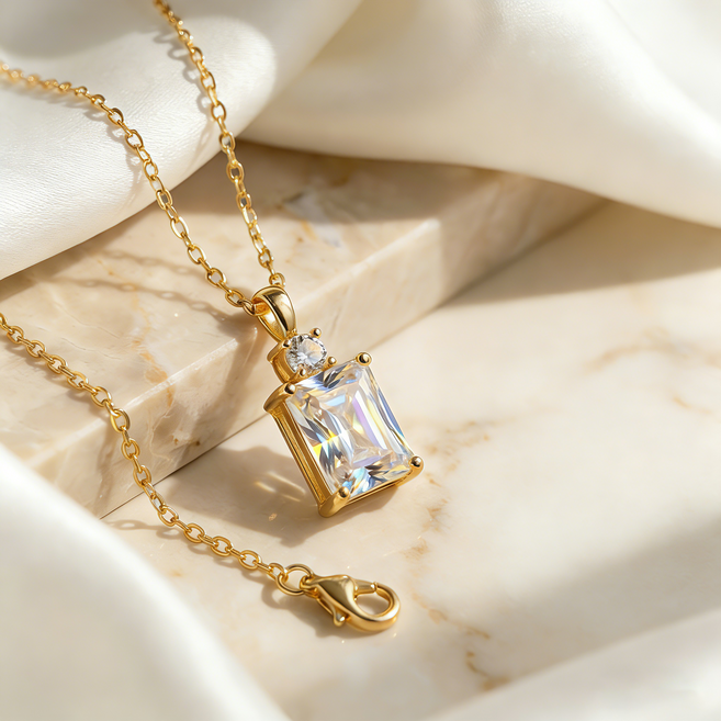 Ramlove 14K 도금 목걸이 여성 GRA인증 모잠비크 펜던트 반짝임 CJR-SS9057