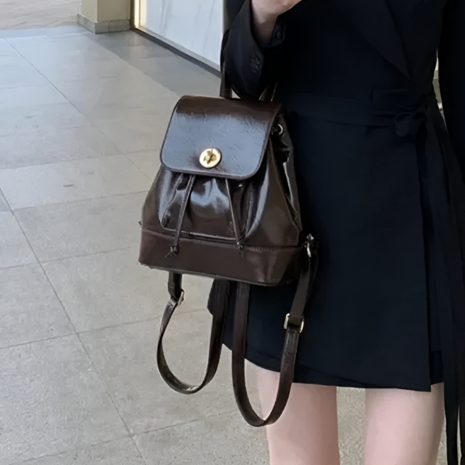 MHJINA 글로스 레더 복조리 포켓 미니 백팩 미니가방 숄더겸용