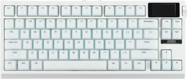 EPOMAKER G84 PRO 80배열 한글 LCD 노브 실리콘 키캡 유무선 기계식 키보드, 화이트, 크리미 제이드축, 제조사축