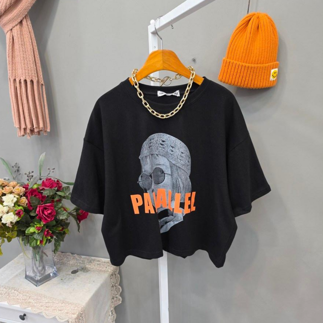 마틸다 루즈핏 크롭 반팔티