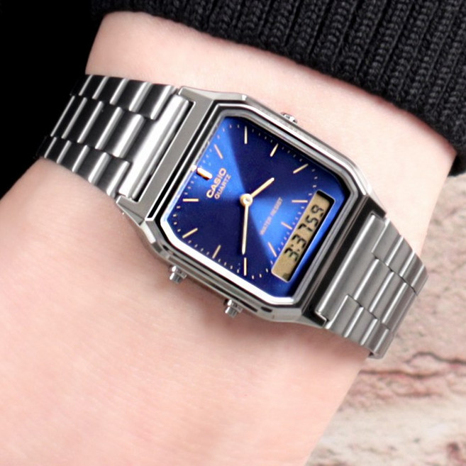 카시오 아날로그 디지털 공용 커플 스퀘어 프리버클 손목시계