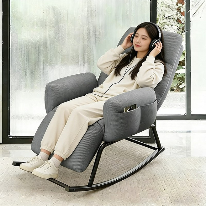 1인용 리클라이너 소파 편안한 흔들의자 안락의자 각도조절, 1개, 그레이