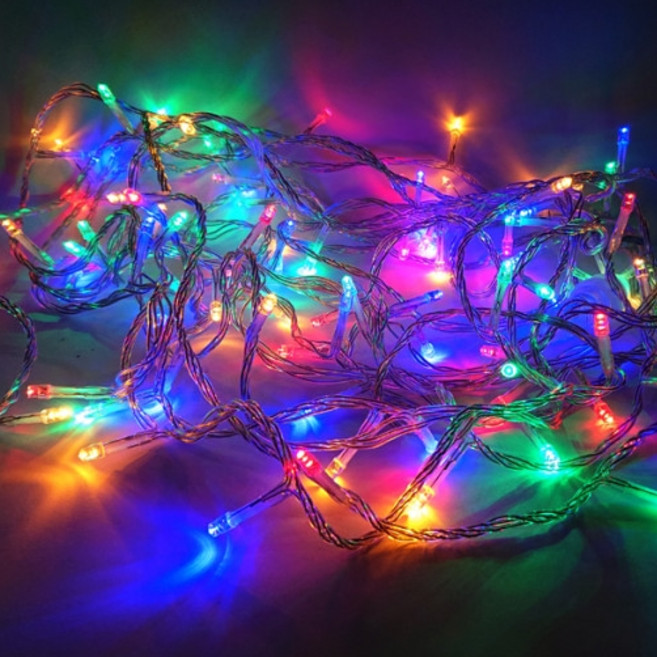 [투명선 세트] LED 은하수전구 100구 + 전원케이블 SET 크리스마스 조명 전구, RGB(4색), 1개