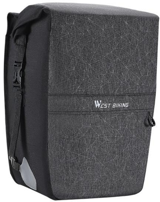 2-in-1 자전거 후면 랙 백 17L-29L 어깨 끈이 달린 방수 사이클링 자전거 트렁크 백 자전거 수하물 가방 배낭, 블랙 그레이, 1개