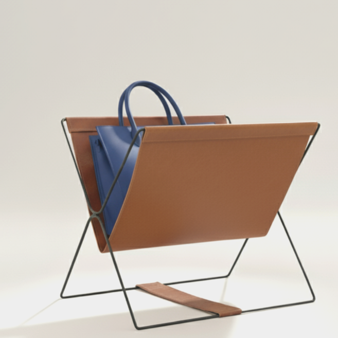 비건가죽 가방랙 매거진랙 가방보관 가방정리 가방거치대 데스크수납선반, 1개, 베이지