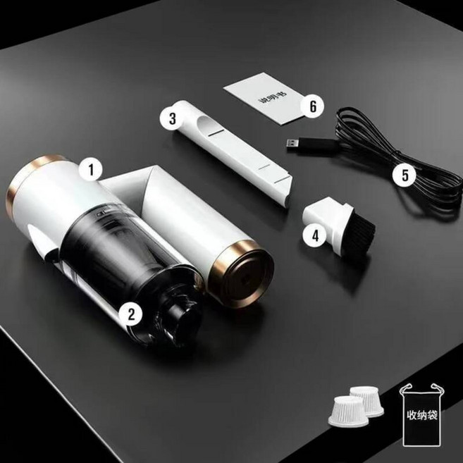 차량용 휴대용 무선 진공 청소기 290000PA 차량 충전식 핸드 헬드 자동차 유선 먼지 캐쳐 사이클론 흡입, 550000pa White