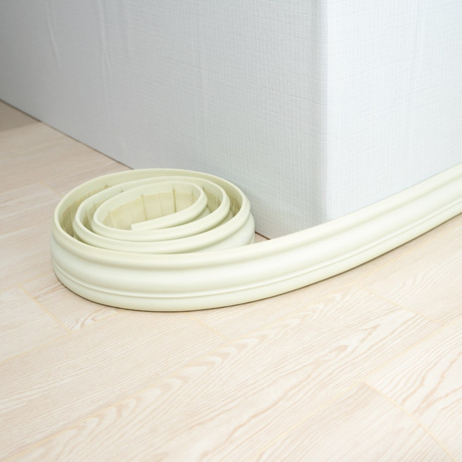 HD현대시트 쿠션 몰딩 굽도리 평몰딩 웨인스코팅 연질 경량 접착식 잘라쓰는 몰딩테이프 5미터, 1세트, 밀키화이트(FC-6481)