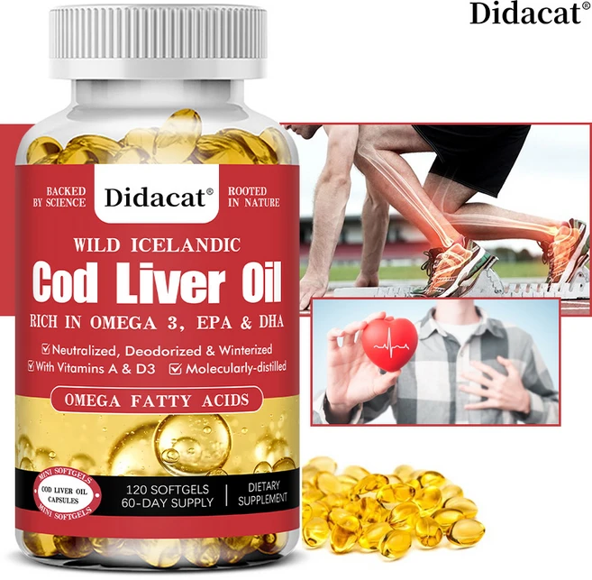 아이슬란드 야생대구간유 연질캡슐 - 오메가3 EPA DHA 비타민 D A - 심장 관절 뇌 면역체계 지원, 1개, 120회분 - 쿠팡