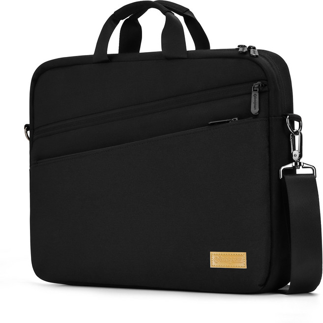 bagasin 노트북가방 방수 파우치 서류가방 대용량 맥북 삼성 숄더백 여행출장용 핸드백 15-17인치, 블랙