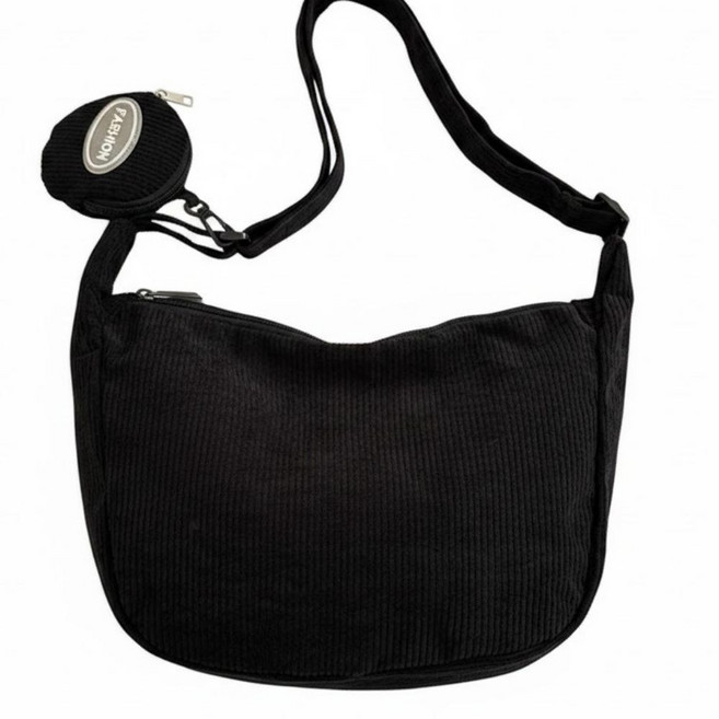 와니니 심플 코듀로이 반달 데일리 크로스백