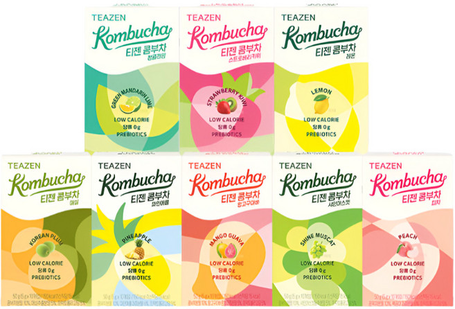 티젠 콤부차 혼합 80스틱 저칼로리 프리바이오틱스, 8박스, 10개입, 5ml