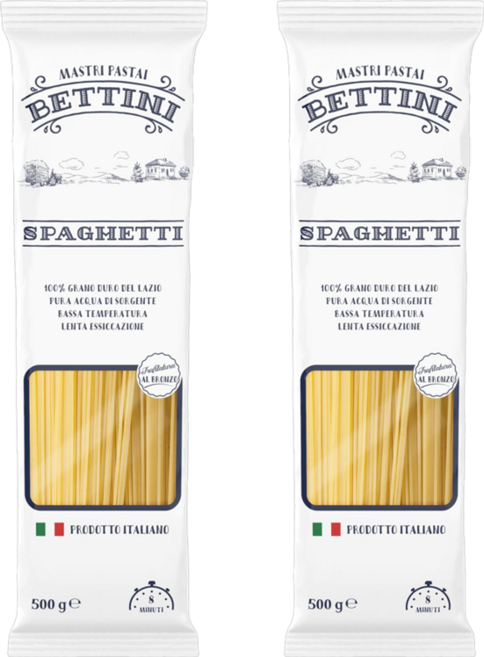 베티니 100% 이탈리아 듀럼밀 무염 스파게티 파스타면, 2개, 500g