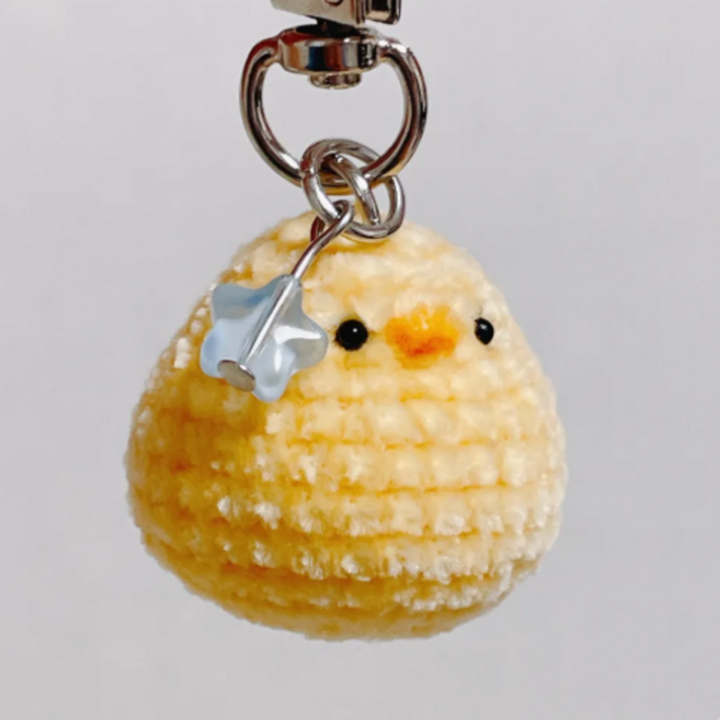 망충공방 뜨개 병아리 키링, 1개, 하늘색