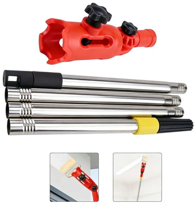 페인트 브러시 연장봉 각도 조절 가능 스크레이퍼 롤러브러시 퍼티칼 장착 가능, 1세트