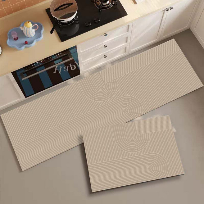 ZERA 규조토 발매트 2종 세트 주방 미끄럼 방지 흡수 매트 사이즈 업그레이드 두께 업그레이드 4mm 1+1 다용도 바닥 매트, 1세트, 04-원형 줄무늬