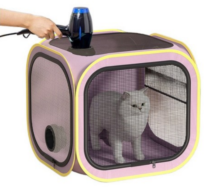 Allilio 반려동물 샤워 드라이 박스 접이식 초경량 고양이 소형견 전용, 1개, 보라색, 50*50*50cm