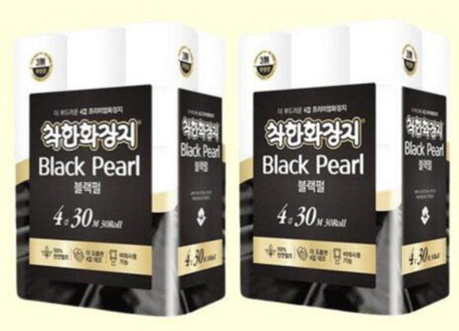 착한화장지 블랙펄 롤화장지 4겹 30m 30롤 2팩, 30개입