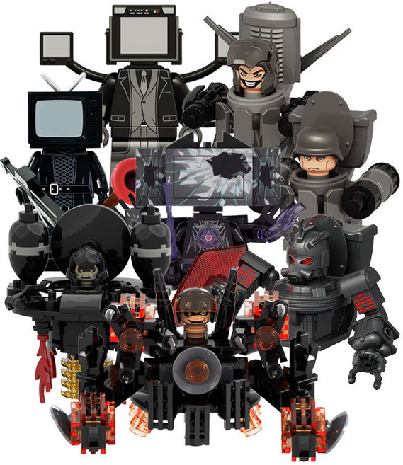 로앤제이 스키비디 토일렛 미니블록 8종세트 타이탄TV맨 VS 저거너트 아스트로 토일렛, 1개 세트(8pcs), 1개