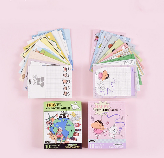 [아띠엘] 크래용짱 신짱 짱구는못말려 10가지 디자인 메모지 세트 떡메모지 다꾸메모 메모패드 점착메모지, NO1(HAPPY)