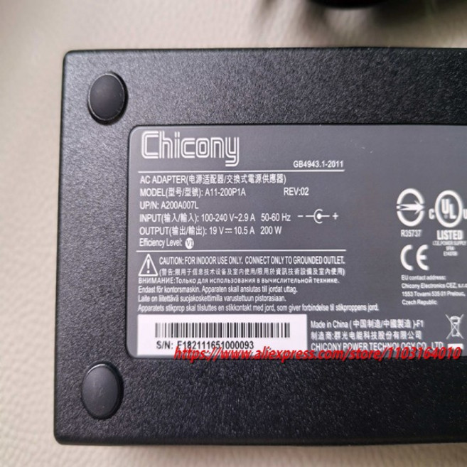 Hasee Z7 G8 전원 공급 장치 케이블 5.52.5mm 용 기존 Chicony A11-200P1A 19V 10.5A 200W AC 어댑터 충전, 01 EU Plug