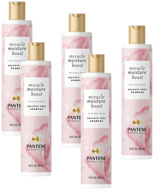 팬틴 미라클 모이스쳐 부스트 로즈워터 샴푸 Pantene Miracle Moisture Boost Shampoo, 5개, 285ml