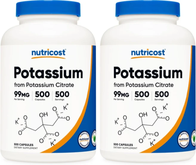 뉴트리코스트 칼륨 칼륨제 포타슘 99mg 500캡슐 X 2통 Potassium, 2개, 500정 - 쿠팡