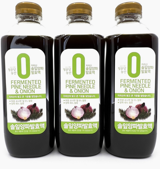 청운당농산 지리산 솔잎양파 발효액 양파청 자색 빨간 양파즙, 3개, 900ml