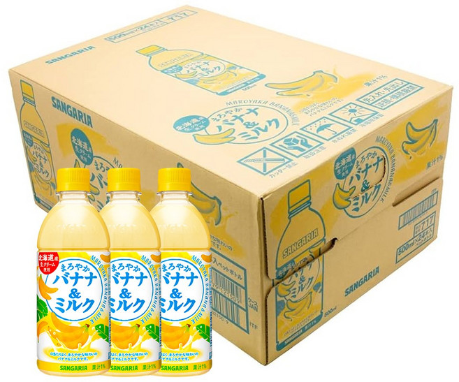 산가리아 바나나 & 밀크 우유, 500ml, 24개