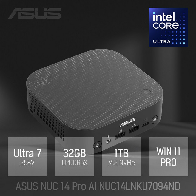 ASUS NUC 14 Pro AI NUC14LNKU7094ND Win11Pro, WIN11 Pro, 1TB, 32GB, 블랙