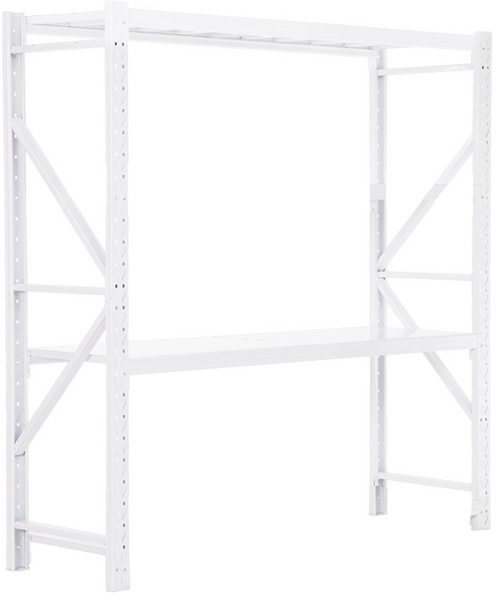 와우랙 철제선반 조립식 경량랙 창고 메탈 앵글 2m x 60cm x 2m 200kg, 2단, 화이트