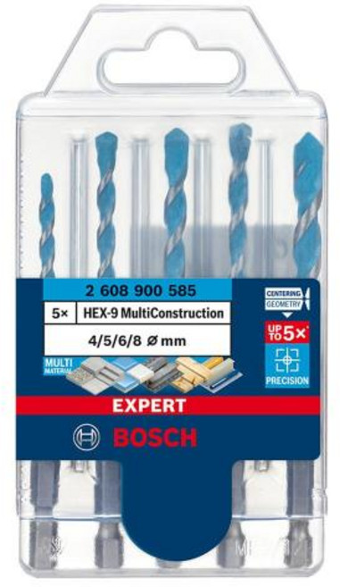 보쉬 EXPERT 육각 멀티컨스트럭션 비트 4mm + 5mm + 6mm x 2p + 8mm 세트 2608900585, 1세트