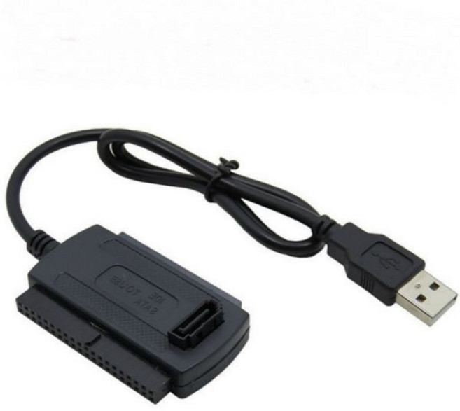 USB 2.0 to IDE/SATA 3 in 1 변환 케이블 2.5/3.5 인 어댑터 PC 노트북 하드 디스크 어댑터 외장 광학 드라이브, 검은색, 1개