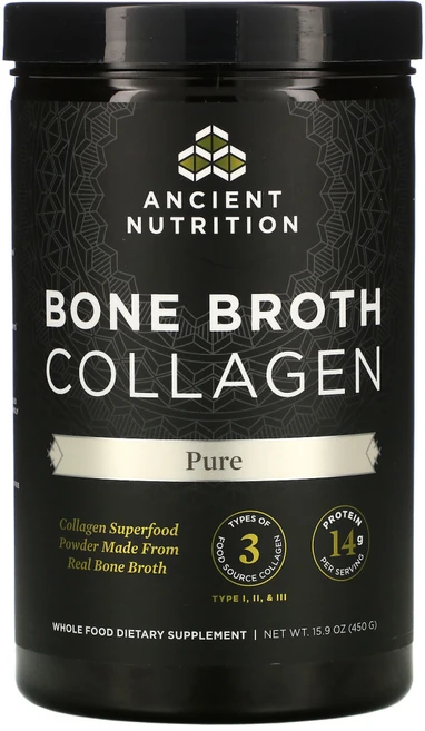 Dr. Axe / Ancient Nutrition Bone Broth Collagen 순수 450g(15.9oz) 1팩, 1개, 14g - 쿠팡