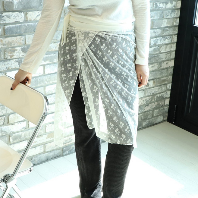 플라워 시스루 랩 스커트 레이어드 커버업 리본 망사 봄여름 레이어드스커트 레이어드시스루스커트 프리size 빅사이즈가능 줄리앤델피