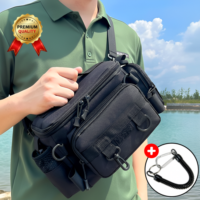 코르빈 루어가방 다용도 낚시 보조가방 숄더백 크로스백 힙색 멀티가방, 잘빠진 올블랙