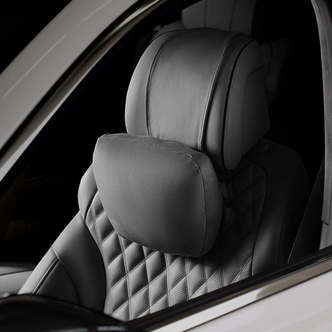 벤딕트 차량용 프리미엄 폭스 스웨이드 목쿠션 리니어, 블랙, 1개