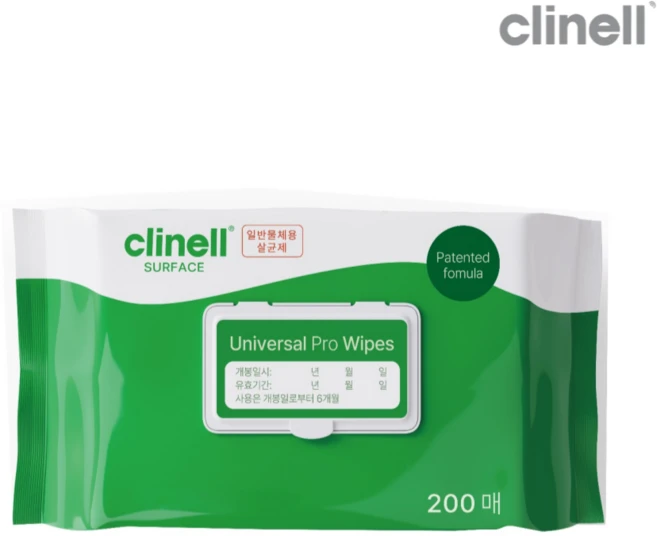 클리넬 clinell 공인판매점 유니버셜프로 와입스 5세대 병원용 살균 소독티슈 용품소독 감염예방, 1개, 200개입, 1.76g - 쿠팡