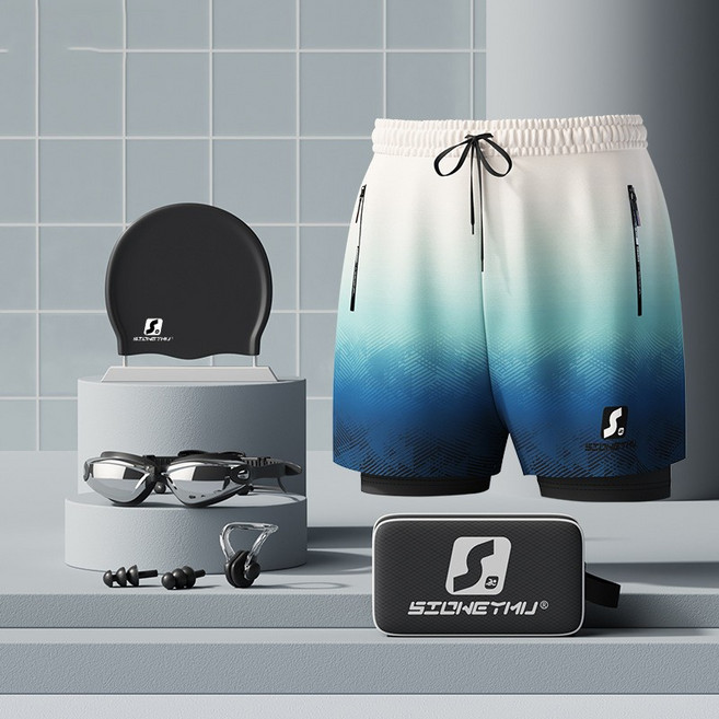 판매중 프리미엄 2층 구조 수영복세트 빠른 건조 남성 그라데이션 수영복 세트