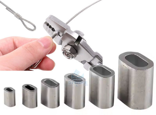 알루미늄 페럴 100개 페룰 슬리브 터미널 압착 와이어 로프 고정 클립, 3mm 100개