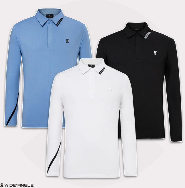 남성 골프티셔츠 스판 긴팔티 로고 포인트 폴로 티셔츠 와이드앵글 골프웨어 WMP25292