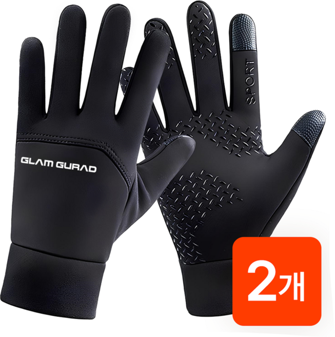 1+1 글램가드 따뜻한 겨울용 스마트폰 터치 기모 방한 장갑 2개