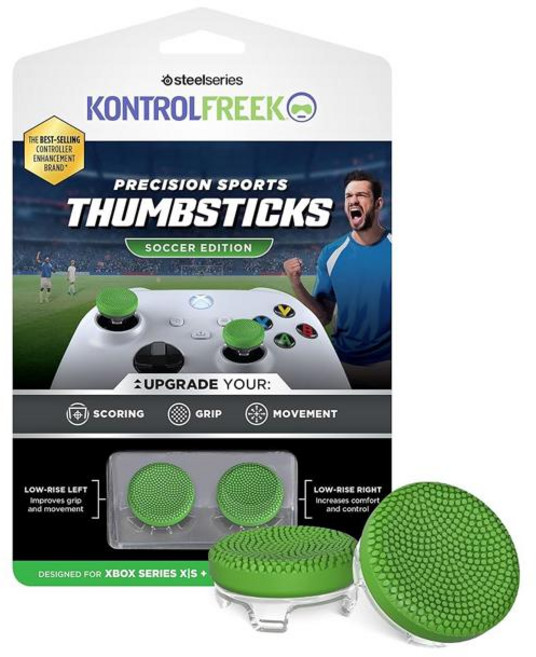 Xbox One 및 Series X 컨트롤러용 KontrolFreek 클러치 | 성능 엄지 스틱 로우 라이즈 오목 2개 블랙 앤 화이트 (Model-Soccer), Soccer