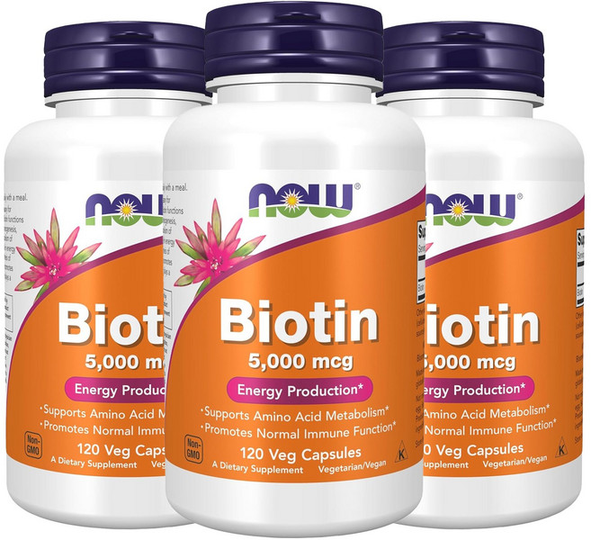 나우푸드 비오틴 5000mcg 베지 캡슐, 120정, 3개
