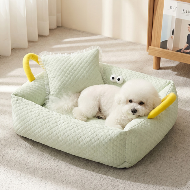 치와와 시원한 반려동물 방석 강아지 고양이 통기성 쿨방석 + 쿨 베개, 1개, 그린